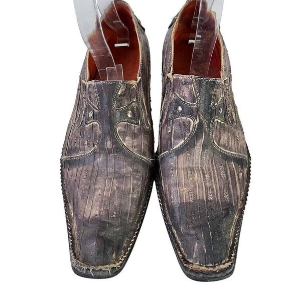 Robert Wayne Western Vegas Mens Loafers Leather Rustic Studded Slip On Shoes 7 - Picture 6 of 16
